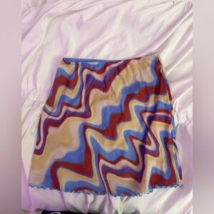 Urban Outfitters Multicolor Wave Mini Skirt